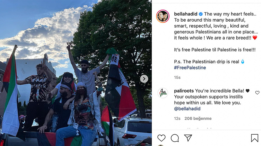 Bella Hadid at Palestinian rally  