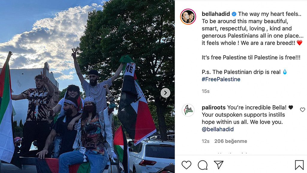 Bella Hadid at Palestinian rally  