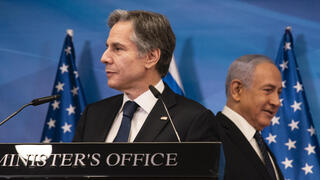 ראש הממשלה בנימין נתניהו במסיבת עיתונאים עם מזכיר המדינה האמריקני אנתוני בלינקן