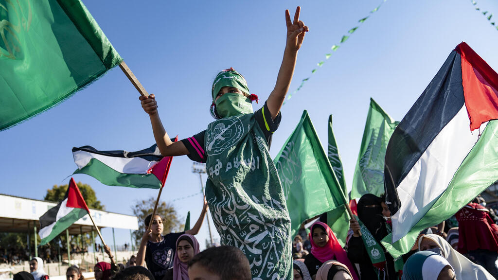 Children at a rally days after a cease-fire was reached in an 11-day war between Gaza's Hamas rulers and Israel 