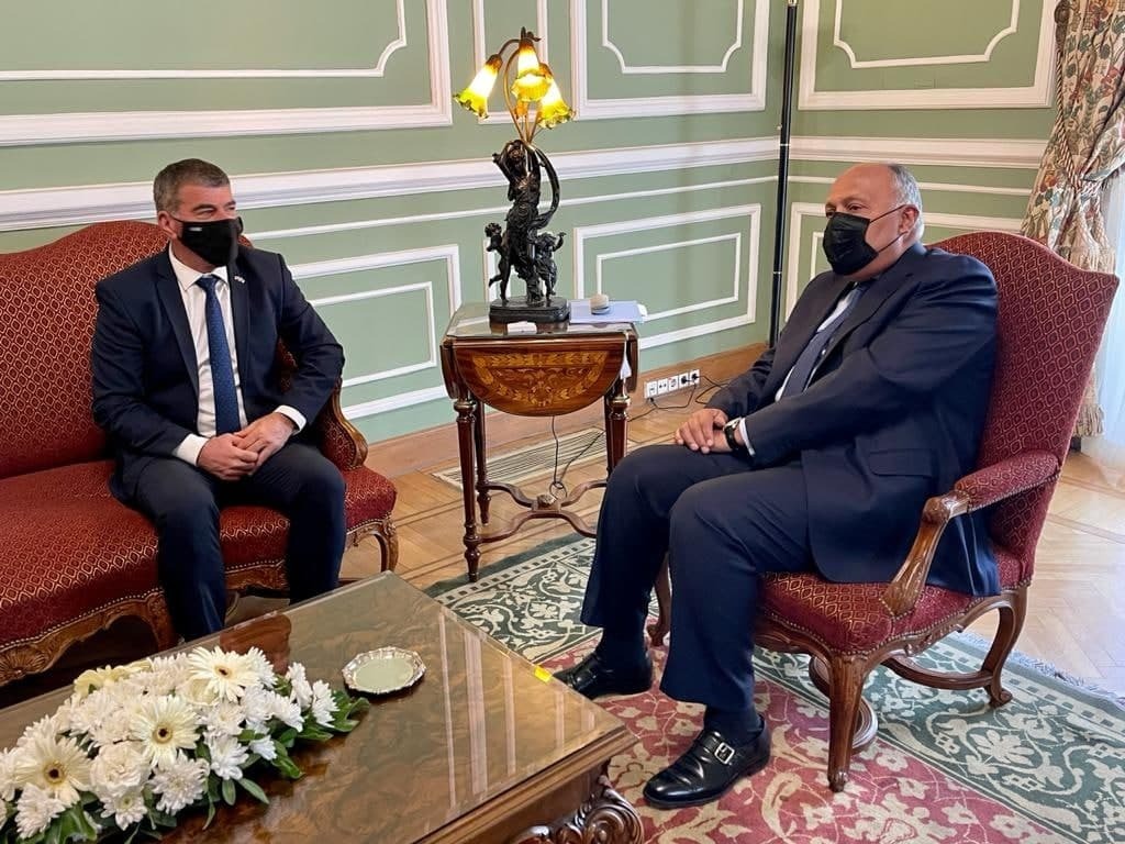 Foreign Minister Gabi Ashkenazi meeting with Egyptian counterpart Sameh Shukry 