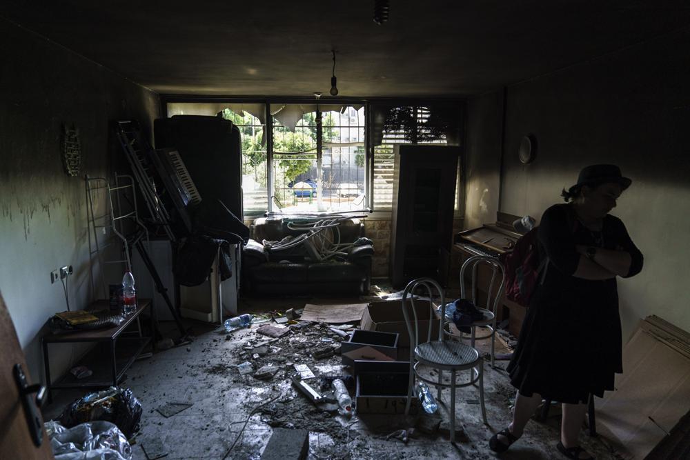 the torched apartment of a Jewish family after recent clashes between Arabs and Jews in the mixed Arab-Jewish town of Lod