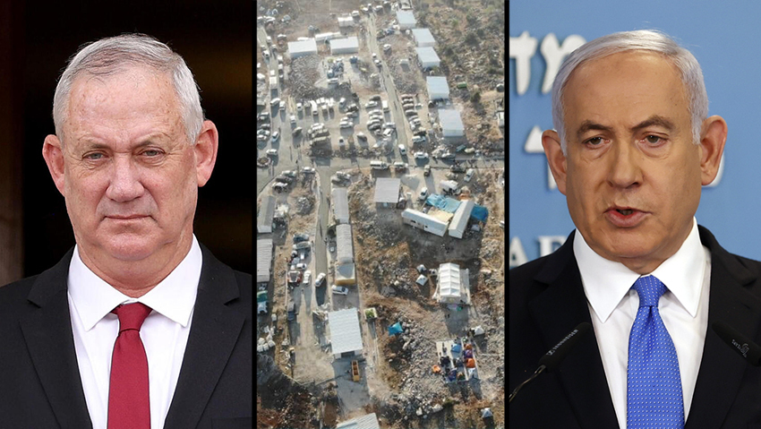 Defense Minister Benny Gantz, left, and outgoing prime minister Benjamin Netanyahu have been at odds over Eviatar 
