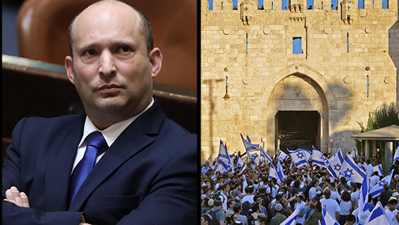 Prime Minister Naftali Bennett and right-wing activists in Jerusalem 