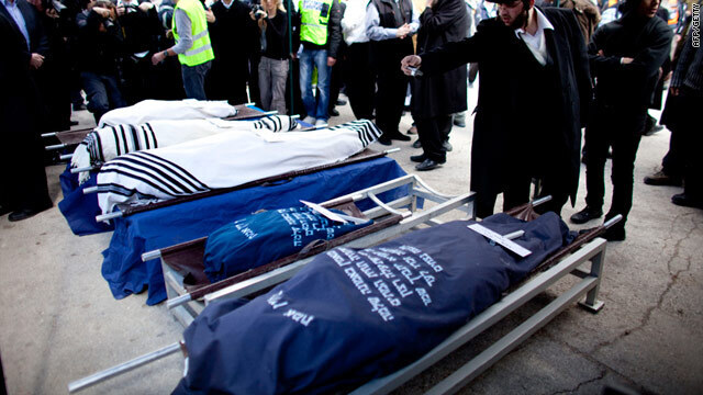 The funeral for the Fogel family who were murdered in a 2011 terror attack in their home  