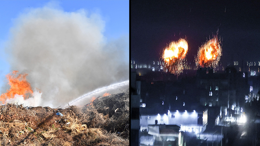 Пожар на юге Израиля. Удар по Газе 