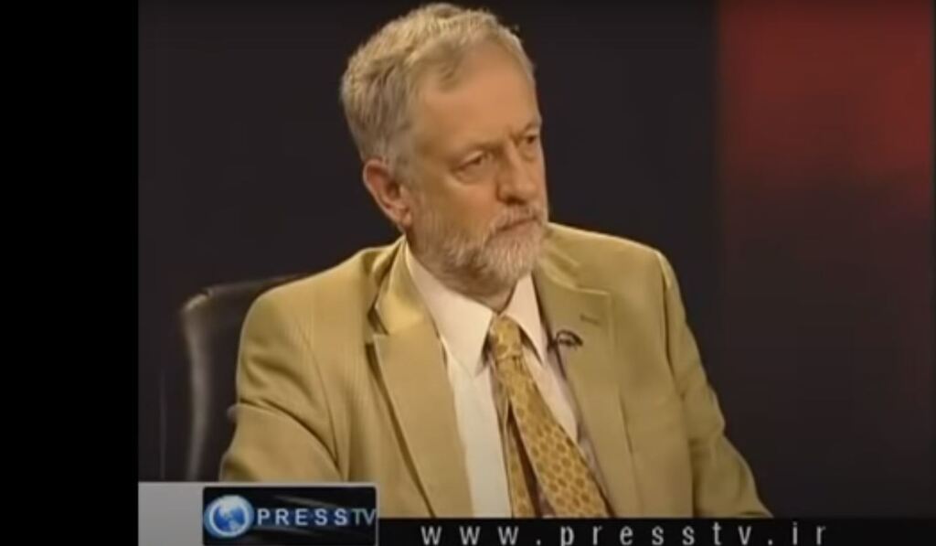 Former British Labour Party leader Jeremy Corbyn appearing on Press TV 