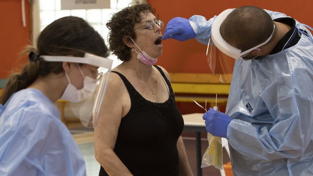Coronavirus testing center in Binyamina (Photo: Gil Nehoshtan ) מתחם בידוק קורונה בבנימינה