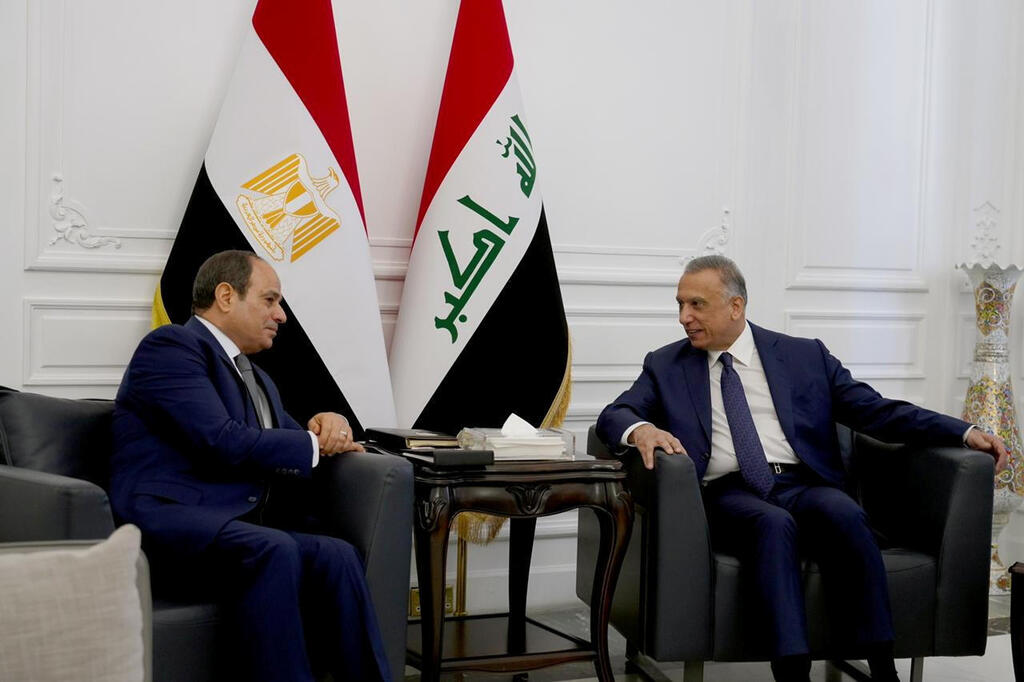 Iraqi Prime Minister Mustafa al-Kadhimi meets with Egyptian President Abdel Fattah Al-Sisi in Baghdad, Iraq 