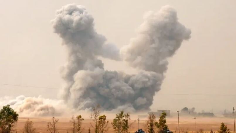 Smoke rises after an U.S. airstrike, while the Iraqi army pushes into Topzawa village during the operation against Islamic State militants near Bashiqa, near Mosul, Iraq October 24, 2016.