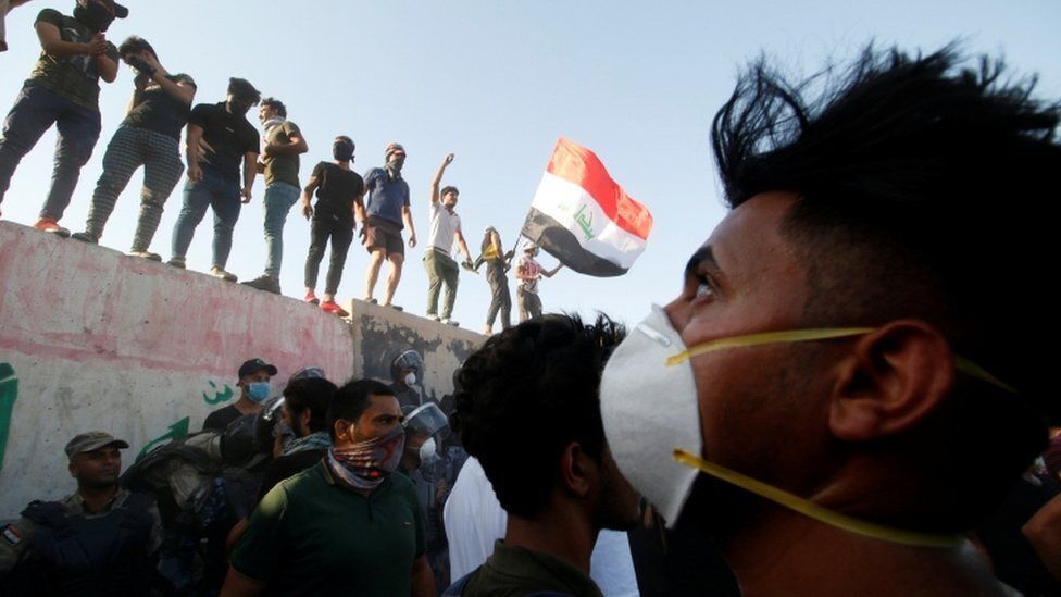 An archive picture showing Iraqis protesting in Basra over lack over power, July 2018