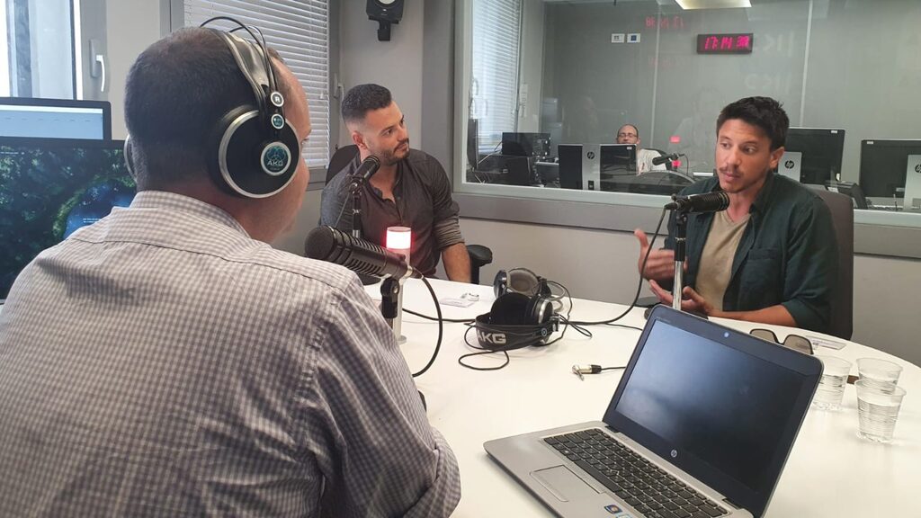 Uriya Rosenman, right, and Sameh Zakout in the Kan Reshet Bet studio taping a podcast (Photo: Sharon Aronowicz) Sameh Zakout and Uriya Rosenman share the inner dialogue that many Jewish and Arabs have in 'Let's Talk Straight'