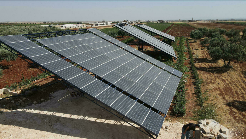 In rebel-held Syria, large solar panels have been installed to not only power homes but also for farmers, to pump water to irrigate fields