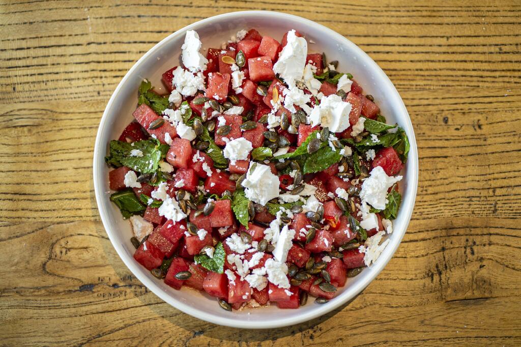 Watermelon salad with feta cheese 