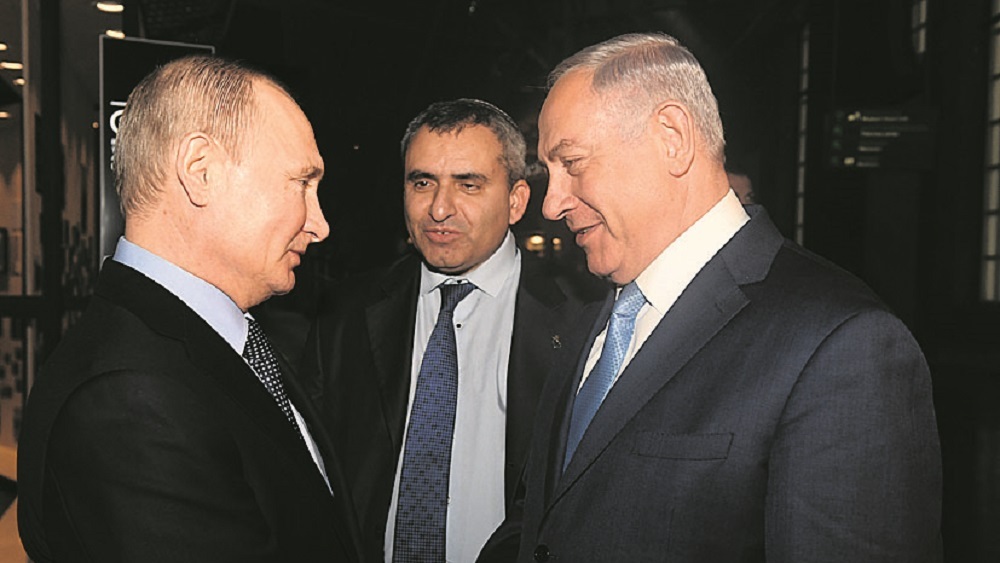 זאב אלקין בפגישה עם בנימין נתניהו ונשיא רוסיה ולדימיר פוטין