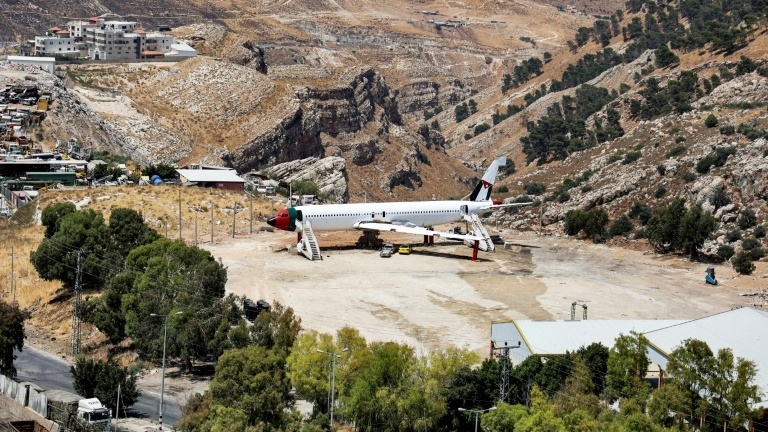 The decommissioned Boeing 707 aircraft that has been converted into "The Palestinian-Jordanian Airline Restaurant and Coffee Shop Al-Sairafi Nablus"