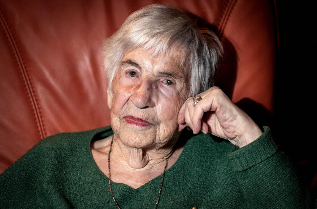 Esther Bejarano, survivor of the Holocaust and of the Women's Orchestra of Auschwitz, is pictured during an interview at her flat in Hamburg in 2019  