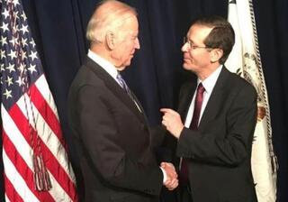 Isaac Herzog and Joe Biden during their respective terms as opposition leader and U.S. vice president 