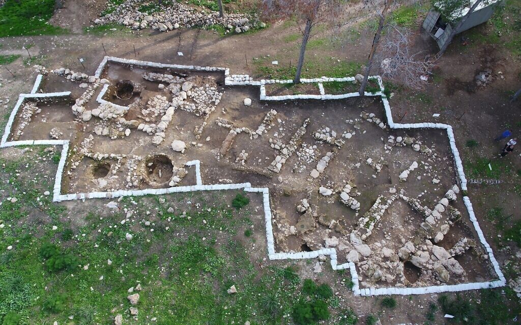 Aerial view of Khirbet el Rai, near Lachish in central Israel 