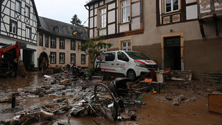 נזק בעקבות השיטפונות במחוז אהרווילר בגרמניה