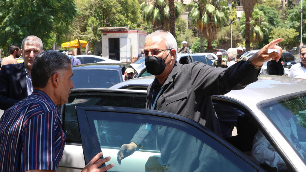Talal Naji (C), deputy secretary general of the Front attends the funeral processions of Ahmed Jibril, the leader of the Popular Front for the Liberation of Palestine -General Command