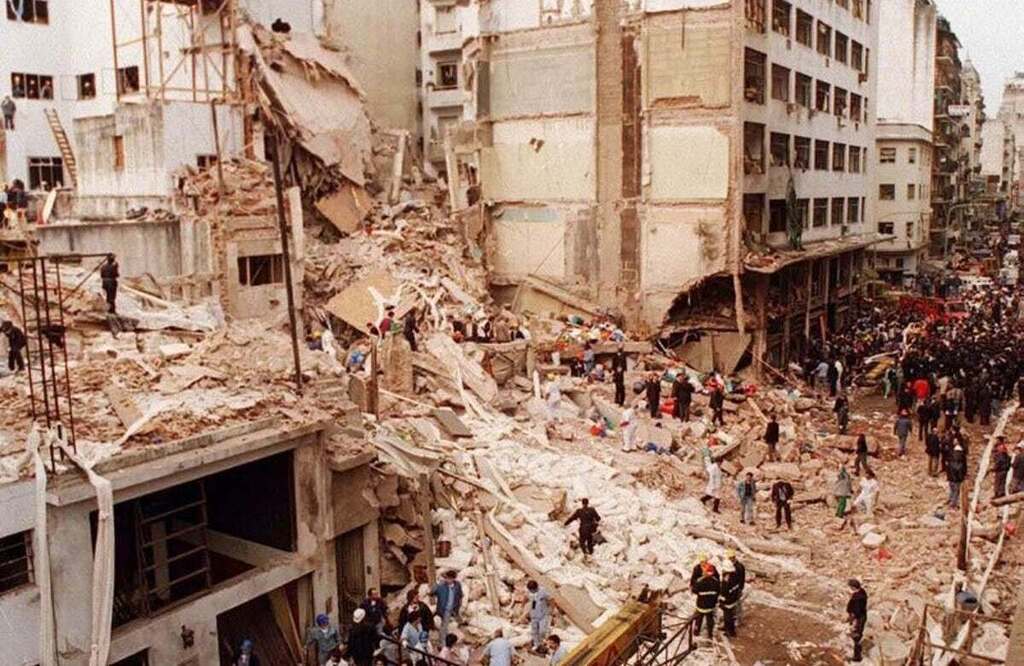 Remains of the AMIA the bombing in Buenos Aires, Argentina