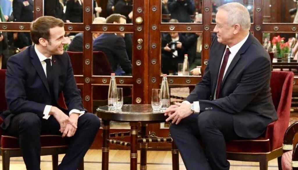 Defense Minister Benny Gantz meeting with French President Emmanuel Macron, January 2020 
