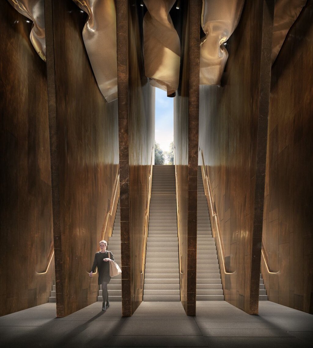 An artist’s impression showing the entrance of the proposed Holocaust Memorial and Learning Centre in London 