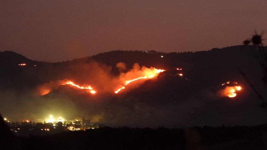 שריפה בשטח ישראל בעקבות הרקטות מלבנון