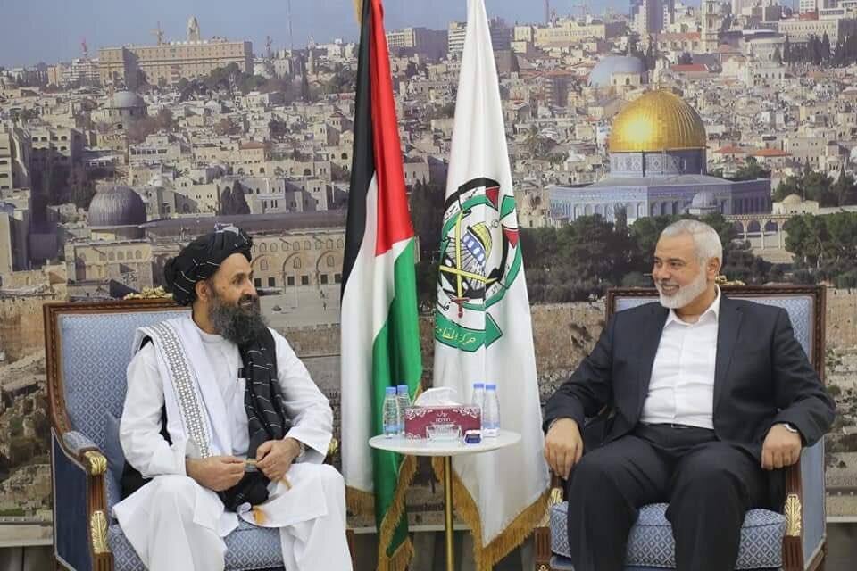 Hamas' Ismail Haniyeh meeting a delegation from the Taliban after the May conflict against Israel 