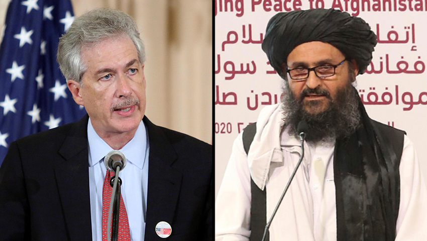 CIA director William Burns and Taliban leader Abdul Ghani Baradar 