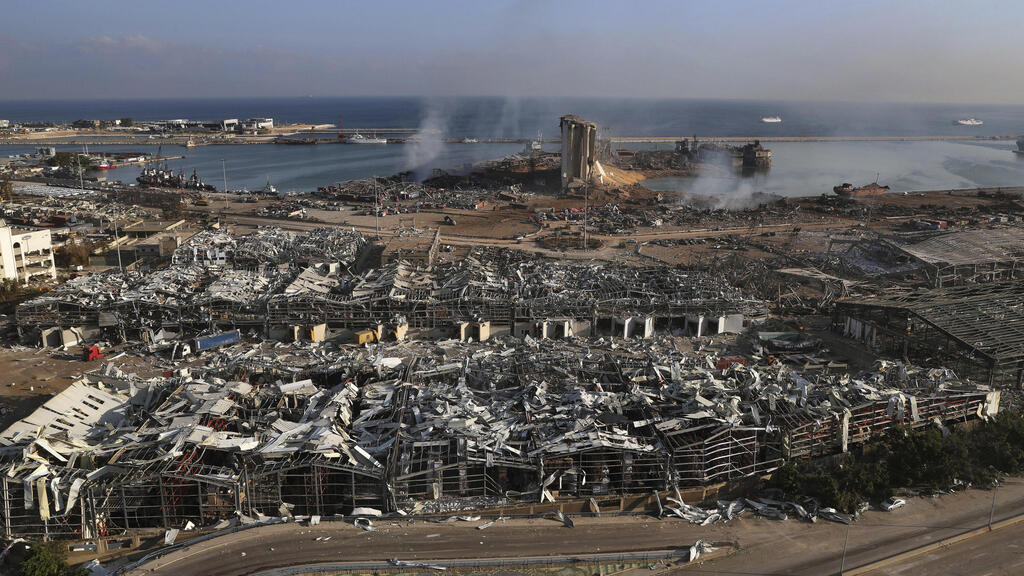 Aug. 5, 2020 file photo, shows the scene of an explosion that hit the seaport of Beirut, Lebanon