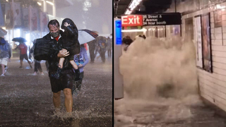 ארה"ב ניו יורק הצפות היסטוריות מצב חירום שיטפון ב רכבת התחתית סאבוויי