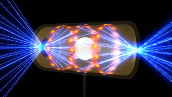 לספק לאטומי המימן אנרגיה גבוהה במיוחד. הדמיה של פגיעת הלייזרים בכדורית המטרה 