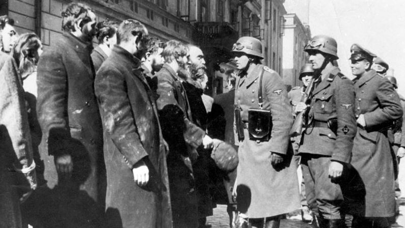German troops leading a group of Jews after the Warsaw Ghetto uprising