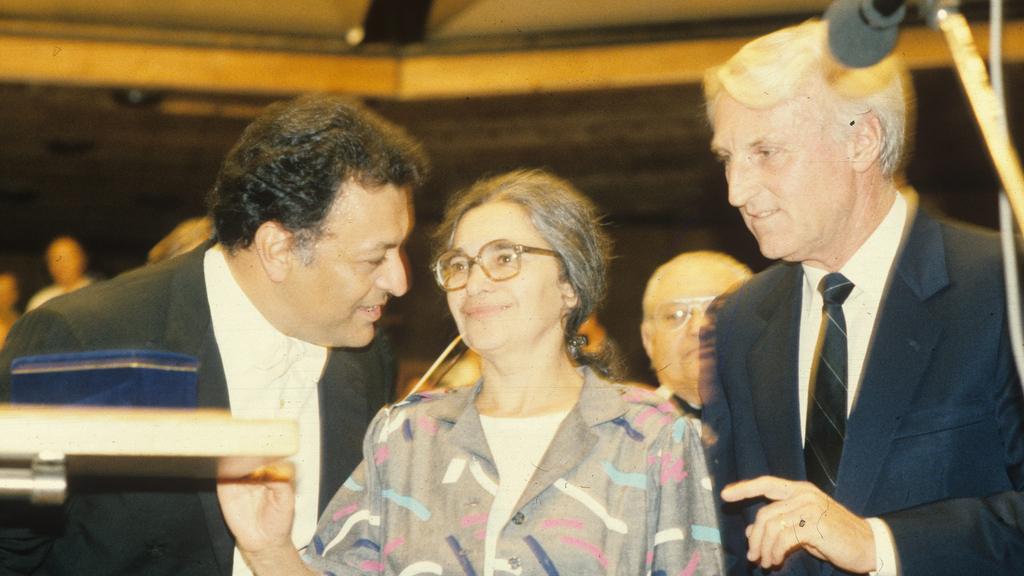 אידה נודל עם שלמה להט וזובין מהטה ב-1987
