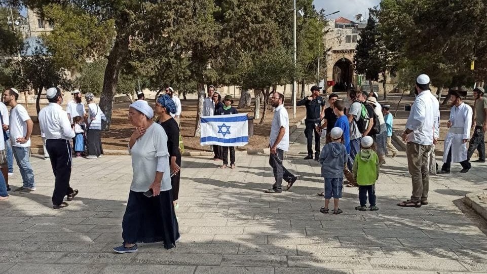 ישראלים עם דלגי ארץ ישראל בהר הבית בסוכות