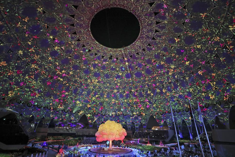 Artists perform during the opening ceremony of the Dubai Expo 2020 in Dubai, United Arab Emirates 