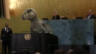הדינוזאור פרנקי בנאומו באו"ם