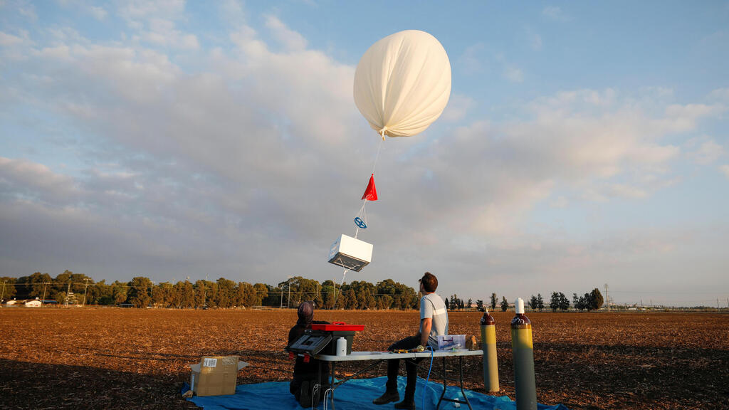 A balloon is seen during a demonstration by Israeli startup High Hopes Labs who are developing a balloon that captures carbon directly from the atmosphere