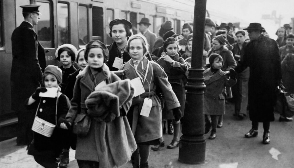 Jewish Kindertransport children arriving in London in February 1939 