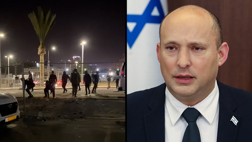 Prime Minister Naftali Bennett and the brawl in front of Soroka (Photo: Mark Israel Salem) נפתלי בנט קטטה בין שתי משפחות סמוך ל בית חולים סורוקה פצועים נפצעו 2 צעירים תושבי רהט אלימות יריות ירי
