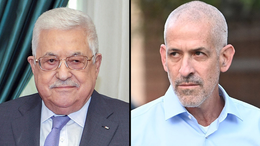 Ronen Bar, the newly-appointed head of the Shin Bet domestic security agency, and Palestinian President Mahmoud Abbas 