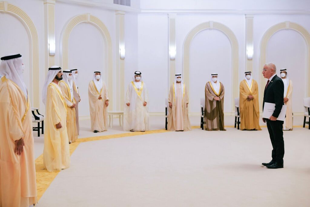Israel's ambassador to the UAE Amir Hayek presented his credentials to the Vice President of the Emirates, the Prime Minister of the Emirates and the ruler of Dubai, Sheikh Muhammad bin Rashid al-Maktum 