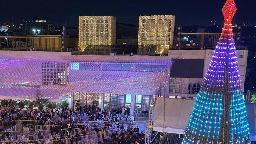 Christmas tree lighting ceremony in Bethlehem in the West Bank on December 4, 2021