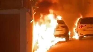 תיעוד מהצתת רכבו של אריה טל ראש עיריית טירת כרמל