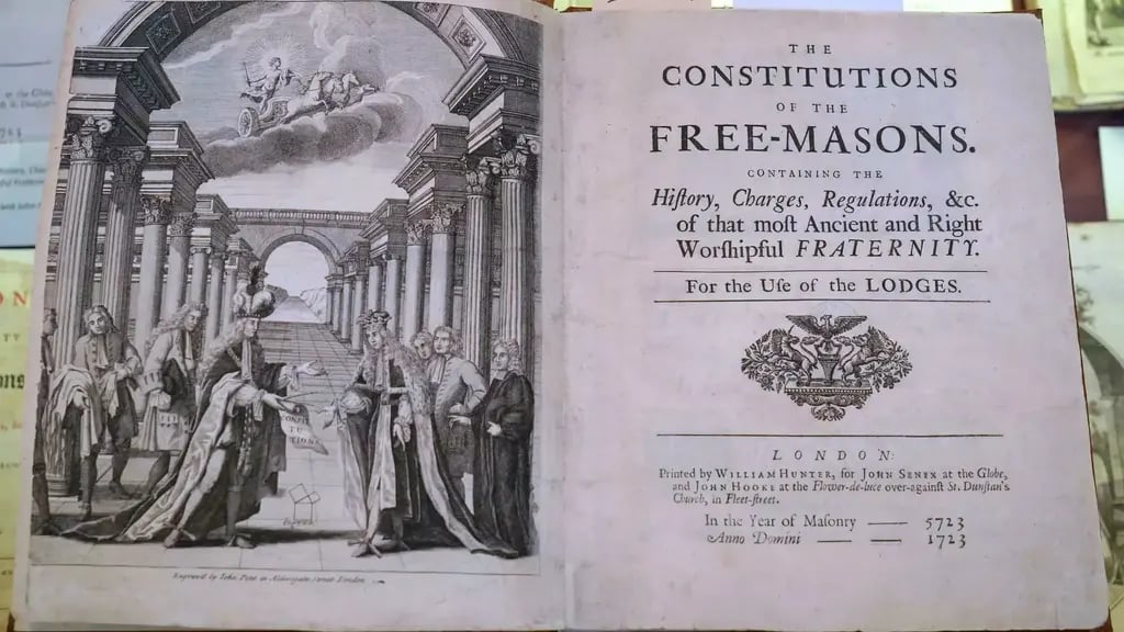 he first edition of the earliest Masonic constitution written in 1723