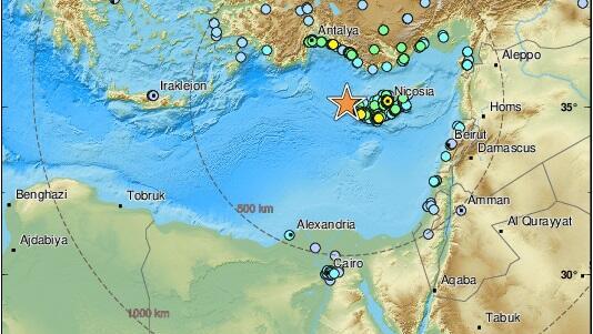 Earthquake with an estimated magnitude of 6.5 rattled Cyprus on Tuesday