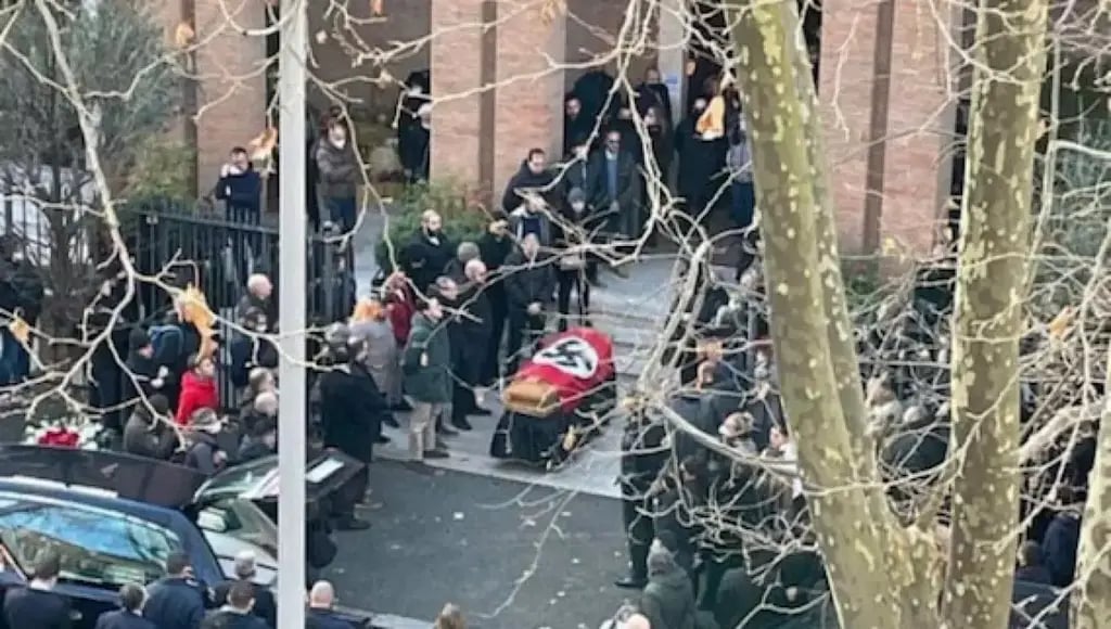 The funeral outside the Parish of St. Lucy, Rome