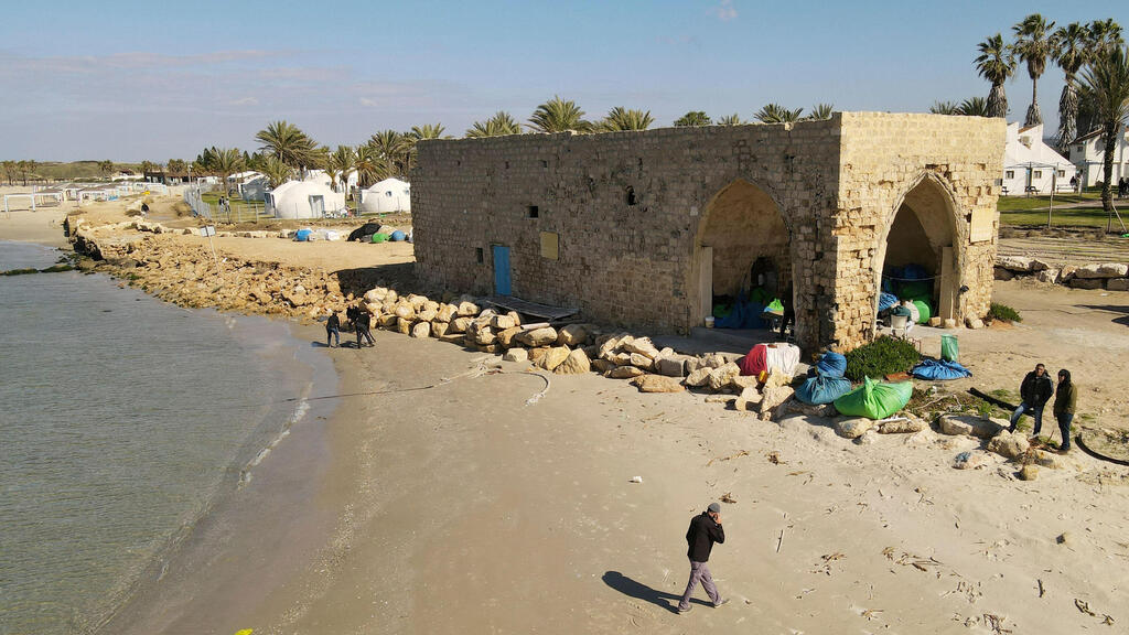 A picture that show a view of Dor beach, built over the village of Tantura, where an alleged massacre of Arabs took place after the surrender of the village